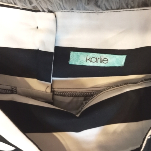 Karlie women's black and white striped button down circle skirt LARGE - Picture 3 of 6